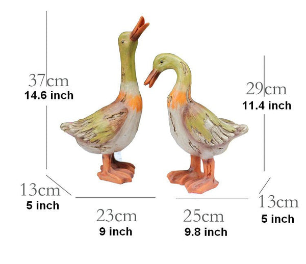 Large Duck Statues, Unique Wood Carving Statue for Garden, Creative Modern Statue for Garden Ornaments, Villa Outdoor Decor Gardening Ideas-LargePaintingArt.com