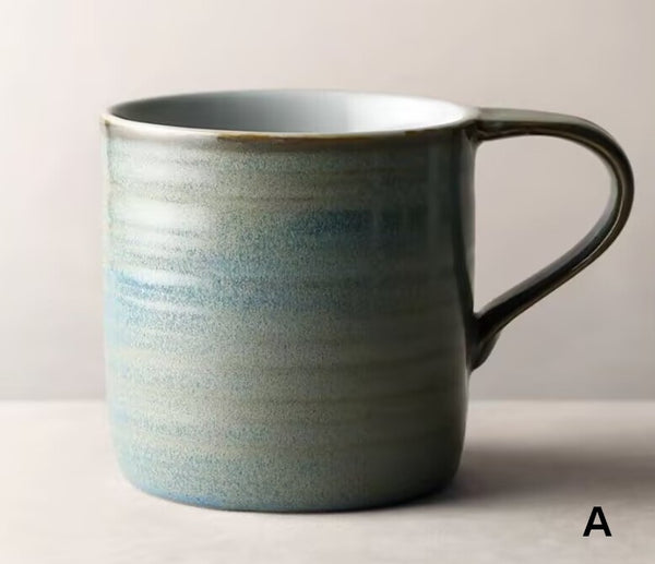 Creative Handmade Coffee Mugs, Blue Green Black Ceramic Coffee Mugs, Large Modern Handmade Pottery Coffee Cup, Large Capacity Coffee Mugs-LargePaintingArt.com