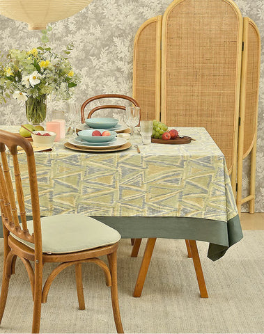 Geometric Modern Table Covers for Kitchen, Extra Large Rectangle Tablecloth for Dining Room Table, Country Farmhouse Tablecloths for Oval Table-LargePaintingArt.com