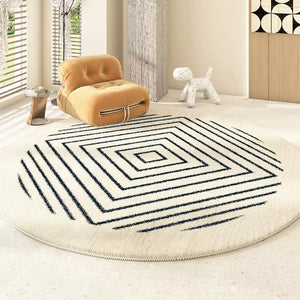 Abstract Contemporary Round Rugs for Bedroom, Geometric Modern Rug Ideas for Living Room, Thick Round Rugs for Dining Room-LargePaintingArt.com