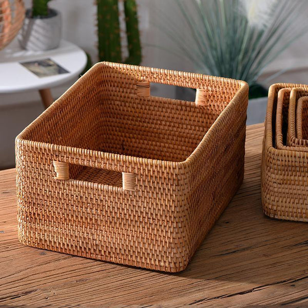 Rattan Storage Baskets, Storage Basket for Shelves, Rectangular Storage Basket for Toys, Storage Baskets for Kitchen, Storage Baskets for Bedroom-LargePaintingArt.com