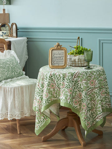 Large Rectangle Tablecloth for Dining Room Table, Square Tablecloth for Round Table, Farmhouse Table Cloth, Flower Pattern Tablecloth-LargePaintingArt.com