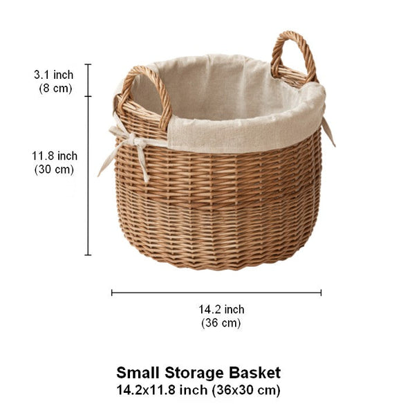 Large Round Storage Basket for Clothes, Natural Hand-woven Wicker Storage Basket for Clothes, Willow Weaving Baskets for Clothes, Extra Large Kitchen Storage Baskets-LargePaintingArt.com