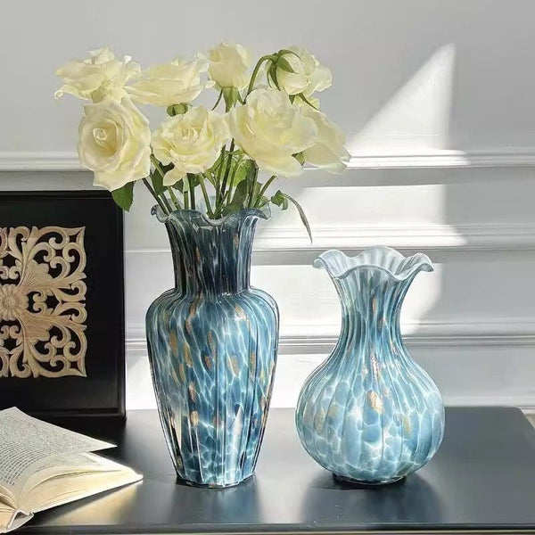 Centerpiece Vases on Table, Handmade Liuli Vases, Color Glaze Vase, Modern Glass Bud Vases, Contemporary Vases for Modern Home Decor-LargePaintingArt.com