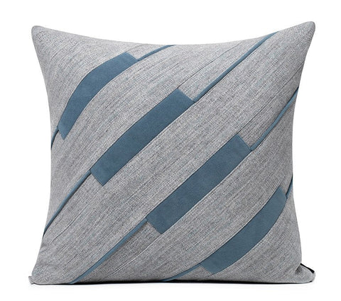Grey Blue Decorative Pillows, Grey Throw Pillow for Couch, Simple Modern Sofa Pillows, Modern Throw Pillows for Couch-LargePaintingArt.com