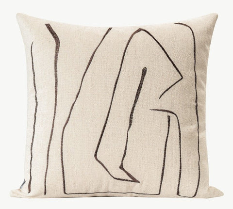 Geometric Square Modern Throw Pillows for Couch, Beige Decorative Throw Pillows, Large Contemporary Throw Pillow for Interior Design-LargePaintingArt.com