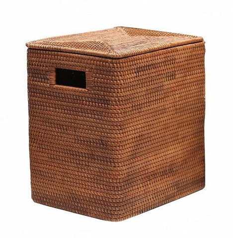 Storage Baskets for Bathroom, Rectangular Storage Baskets, Large Brown Rattan Storage Baskets, Storage Basket with Lid, Storage Baskets for Clothes-LargePaintingArt.com