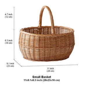 Large Picnic Food Basket with Handle, Natural Hand-woven Wicker Storage Basket, Willow Weaving Baskets for Vegetable, Natural Fruit Basket, Kitchen Storage Baskets-LargePaintingArt.com
