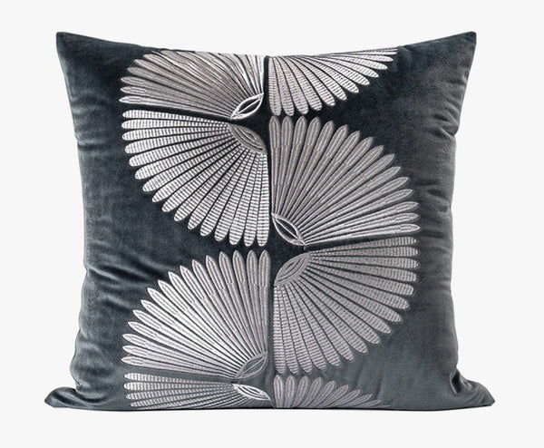 Abstract Feather Pattern Throw Pillows for Couch, Simple Modern Sofa Throw Pillows, Contemporary Throw Pillow for Living Room, Modern Square Pillows-LargePaintingArt.com