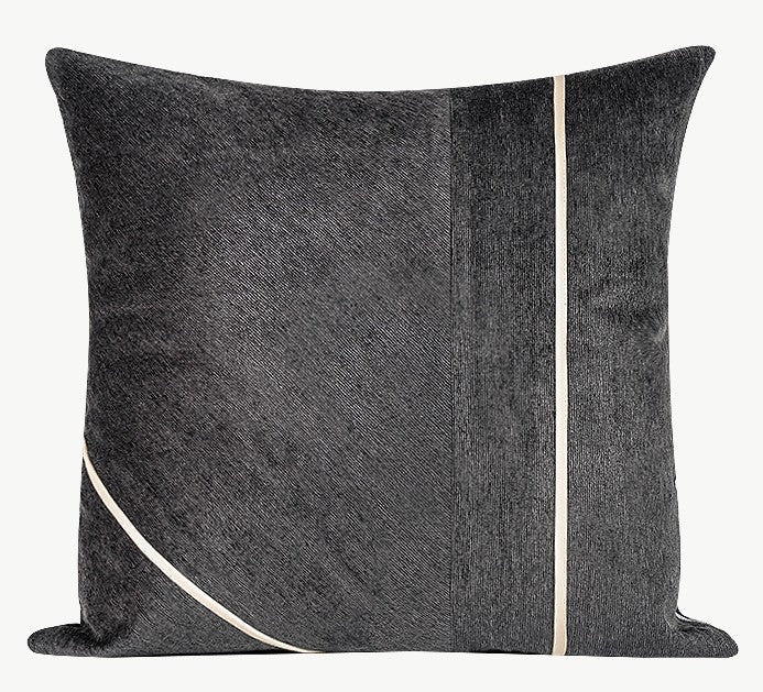 Contemporary Throw Pillow for Living Room, Modern Square Pillows, Abstract Black Throw Pillows for Couch, Simple Modern Sofa Throw Pillows-LargePaintingArt.com