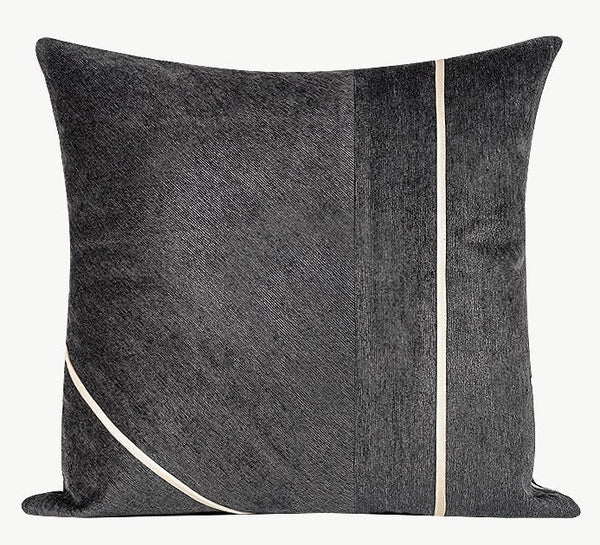Contemporary Throw Pillow for Living Room, Modern Square Pillows, Abstract Black Throw Pillows for Couch, Simple Modern Sofa Throw Pillows-LargePaintingArt.com