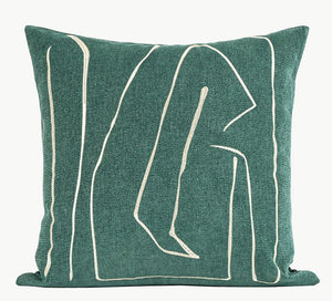 Abstract Green Decorative Throw Pillows, Geometric Square Modern Throw Pillows for Couch, Large Contemporary Throw Pillow for Interior Design-LargePaintingArt.com