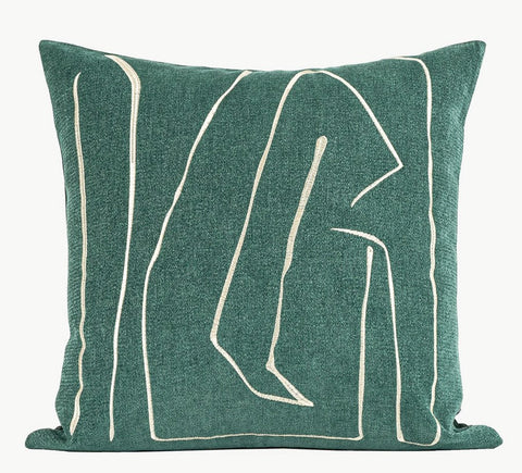 Abstract Green Decorative Throw Pillows, Geometric Square Modern Throw Pillows for Couch, Large Contemporary Throw Pillow for Interior Design-LargePaintingArt.com
