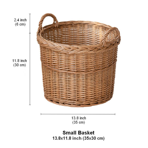 Round Storage Basket for Clothes, Natural Hand-woven Wicker Storage Basket for Clothes, Extra Large Kitchen Storage Baskets, Willow Weaving Baskets for Clothes-LargePaintingArt.com
