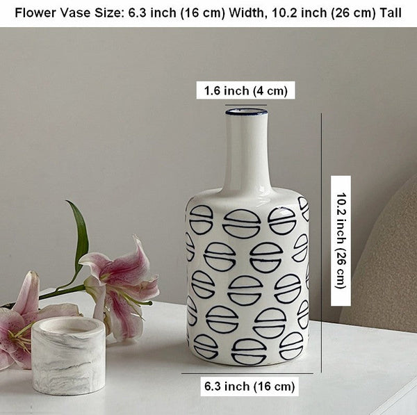 Modern Porcelain Flower Vases, Water Holding Flower Vases, Ceramic Bud Vases, Centerpiece for Dining Table, Small Flower Vases on Table-LargePaintingArt.com