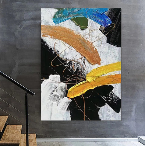 Palette Knife Paintings, Acrylic Paintings on Canvas, Bedroom Modern Wall Art Paintings, Abstract Painting for Living Room, Large Paintings Behind Sofa-LargePaintingArt.com