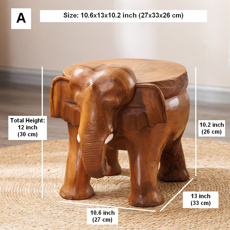 Dining Table Stool, Handmade Solid Wood low Stool, Elephant Wooden Stool, Elephant Sofa Stool, Creative Shoe-changing Stool-LargePaintingArt.com