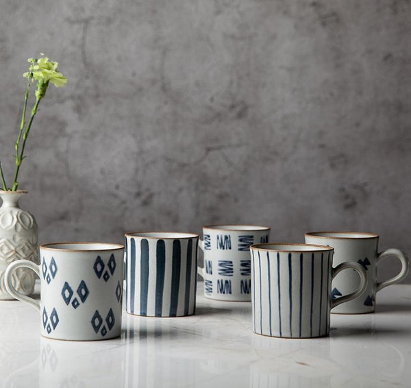 Pottery Tea Cup, Large Capacity Coffee Cup, 10 oz Cappuccino Coffee Mug, Handmade Pottery Coffee Cup-LargePaintingArt.com
