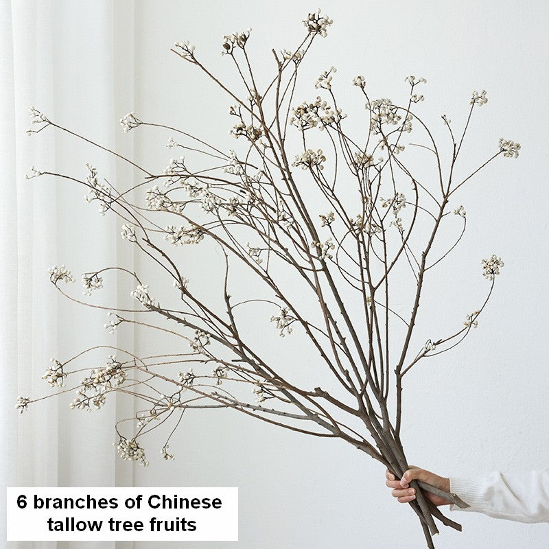 Dried Chinese Tallow Tree Twigs, Natural Decorations, 30 Inch Dried Long Twigs, Flower Arrangement, Handmade Artificial Flower, Natural Dried Branches-LargePaintingArt.com