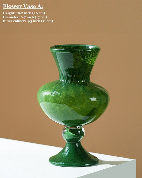 Unique Modern Glass Vase, Contemporary Vase for Modern Home Decor, Modern Glass Flower Vases, Handmade Liuli Vases, Centerpiece Vases on Table-LargePaintingArt.com