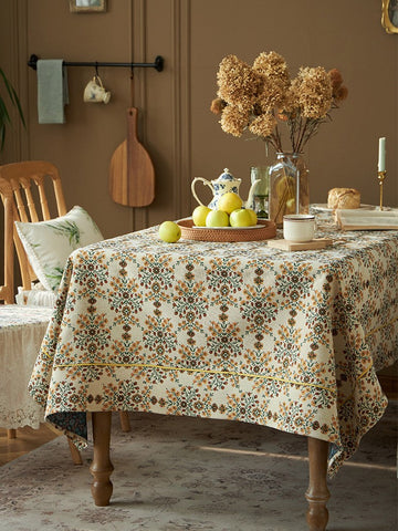 Spring Flower Pattern Tablecloth for Home Decoration, Extra Large Rectangle Tablecloth for Dining Room Table, Large Square Tablecloth for Round Table-LargePaintingArt.com