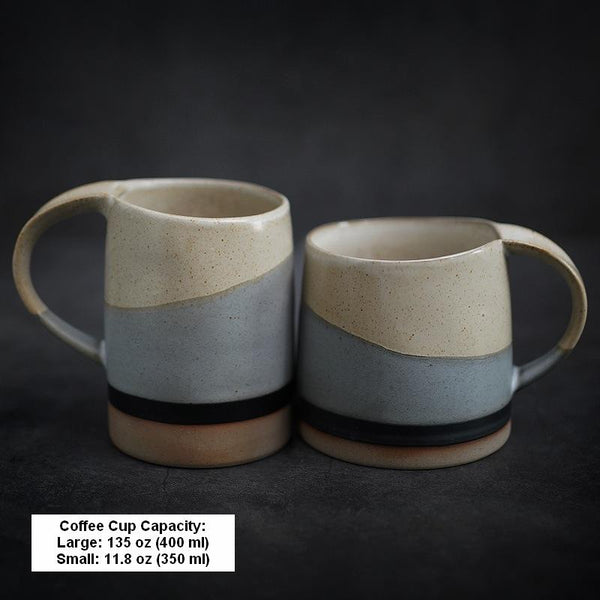 Black Pottery Coffee Cup, Ceramic Coffee Mug, Latte Coffee Cup, Handmade Coffee Cup, Large Tea Cup-LargePaintingArt.com