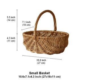 Natural Fruit Basket, Kitchen Storage Baskets, Natural Hand-woven Wicker Storage Basket, Large Picnic Food Basket with Handle, Lovely Willow Weaving Baskets for Vegetable-LargePaintingArt.com
