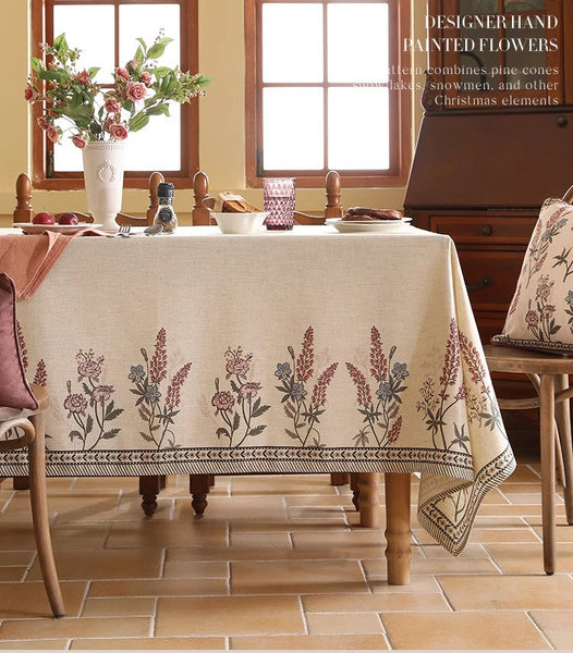 Beautiful Rectangle Tablecloth for Dining Table, Extra Large Modern Tablecloth, Spring Flower Rustic Table Cover, Square Linen Tablecloth for Coffee Table-LargePaintingArt.com