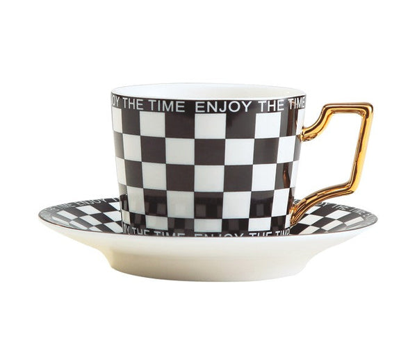 Creative Ceramic Coffee Cups for Office, Beautiful British Tea Cups, Creative Porcelain Tea Cup Saucer Set, 6.8 oz Tea Cup and Saucer in Gift Box as Birthday Gift-LargePaintingArt.com