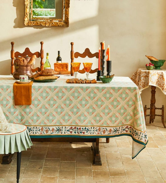 British Mid Century Fiberflax Tablecloth, Rectangle Tablecloth for Dining Room Table, Square Tablecloth for Coffee Table, Farmhouse Table Cloth, Wedding Tablecloth, Waterproof Tablecloth-LargePaintingArt.com