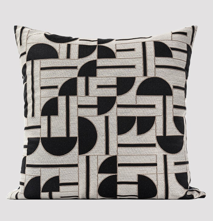 Geomeric Contemporary Pillows, Abstract Decorative Throw Pillows, Square Modern Throw Pillows for Couch, Large Simple Throw Pillow for Interior Design-LargePaintingArt.com