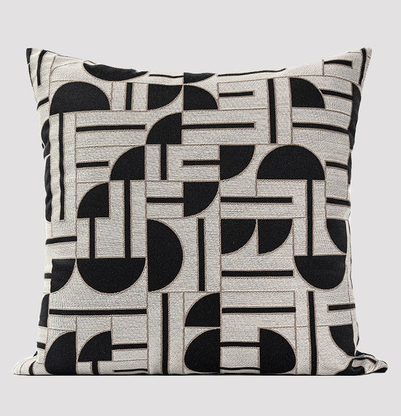 Geomeric Contemporary Pillows, Abstract Decorative Throw Pillows, Square Modern Throw Pillows for Couch, Large Simple Throw Pillow for Interior Design-LargePaintingArt.com