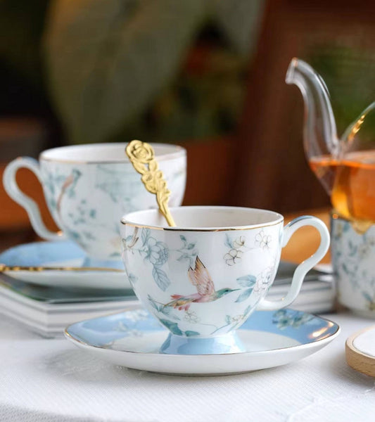 Porcelain Coffee Cup, Ceramic Tea Cup Set, Luxury Tea Cup with Saucer, Elegant Coffee Cup, Porcelain Tea cups, British Tea Cup Set, Afternoon Tea Cup with Saucer Set-LargePaintingArt.com