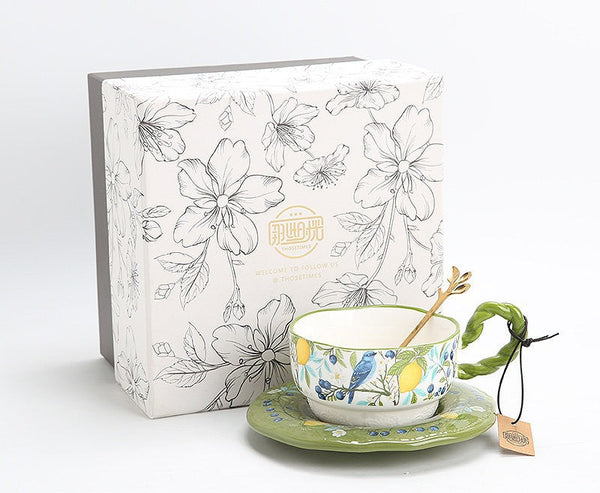 Porcelain Tea Cup and Saucer Set, Ceramic Coffee Cups in Gift Box, British Afternoon Tea Cups Tea Cup and Saucer Set-LargePaintingArt.com