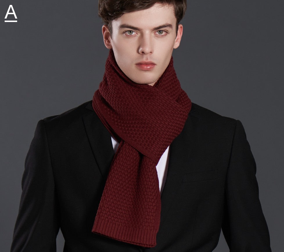 Simple Business Formal Men Scarf Styles, Red Thick Wool Scarf, Wool Scarf for Gentleman, Men's Winter Scarf, Casual Scarf Men, Men's Wool Scarf Winter, Fashion Scarf-LargePaintingArt.com
