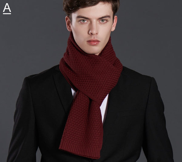 Simple Business Formal Men Scarf Styles, Red Thick Wool Scarf, Wool Scarf for Gentleman, Men's Winter Scarf, Casual Scarf Men, Men's Wool Scarf Winter, Fashion Scarf-LargePaintingArt.com
