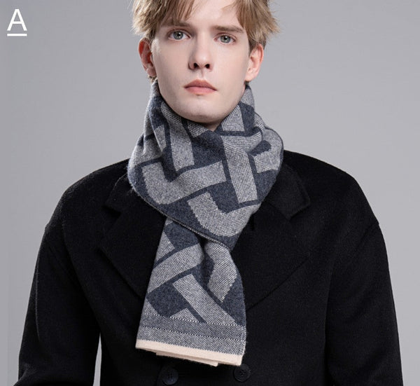 Wool Scarf for Gentleman, Thick Wool Scarf, Men's Winter Scarf, Casual Scarf Men, Men's Wool Scarf Winter, Fashion Scarf, Business Formal Men Scarf Styles-LargePaintingArt.com
