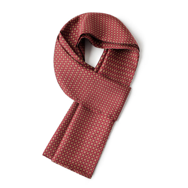 Red Mens Spring Autumn Scarf, Lightweight Silk Scarf Men, Formal Wear Silk Scarf, Silk Ascot For Men, Silk Neckerchief For Business, Mens Dress Silk Scarf, Long Silk Scarf for Men, High Quality Silk Necktie-LargePaintingArt.com