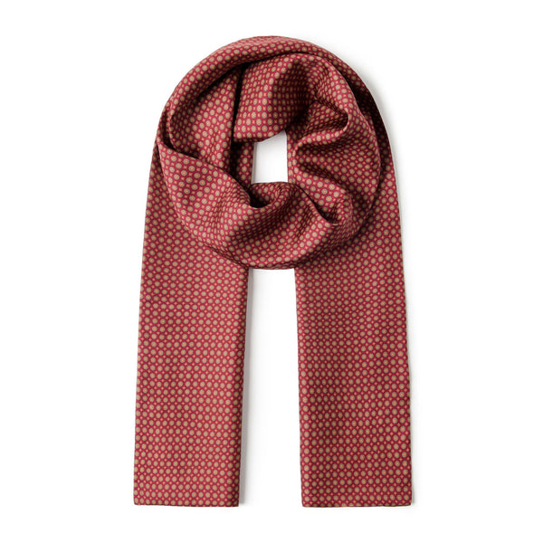 Red Mens Spring Autumn Scarf, Lightweight Silk Scarf Men, Formal Wear Silk Scarf, Silk Ascot For Men, Silk Neckerchief For Business, Mens Dress Silk Scarf, Long Silk Scarf for Men, High Quality Silk Necktie-LargePaintingArt.com