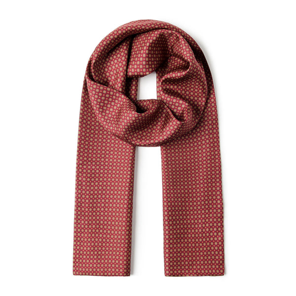 Red Mens Spring Autumn Scarf, Lightweight Silk Scarf Men, Formal Wear Silk Scarf, Silk Ascot For Men, Silk Neckerchief For Business, Mens Dress Silk Scarf, Long Silk Scarf for Men, High Quality Silk Necktie-LargePaintingArt.com