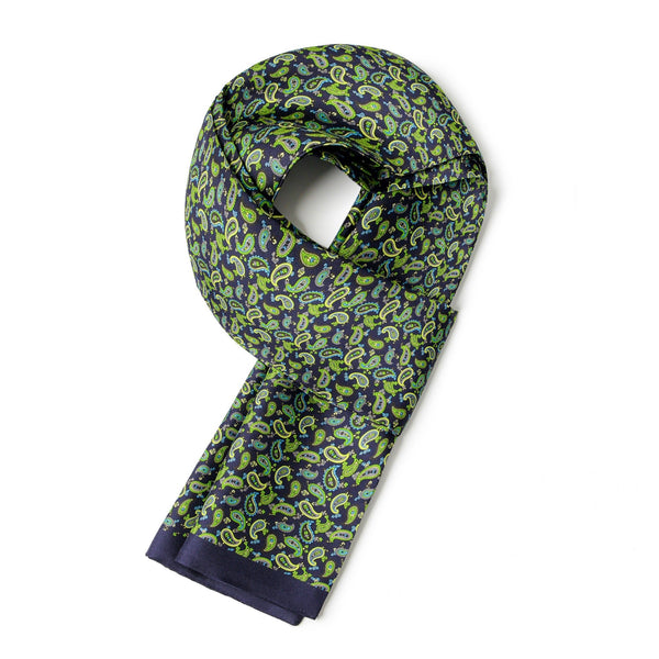 Formal Wear Silk Scarf, Silk Ascot For Men, Lightweight Silk Scarf Men, Green Silk Neckerchief For Business, Mens Spring Autumn Scarf, Mens Dress Silk Scarf, Long Silk Scarf for Men, High Quality Silk Necktie-LargePaintingArt.com
