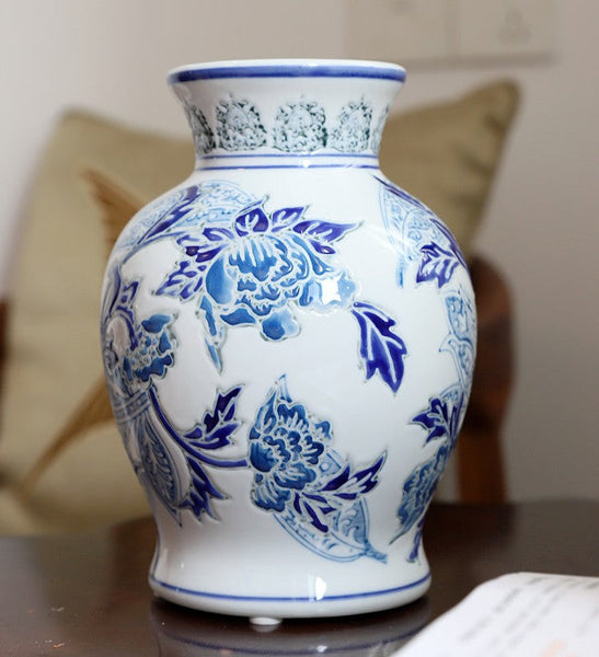 Handmade Flower Vase, Vintage Flower Vases on Dining Table, Porcelain Flower Vases, Centerpiece Ceramic Bouquet Vases-LargePaintingArt.com