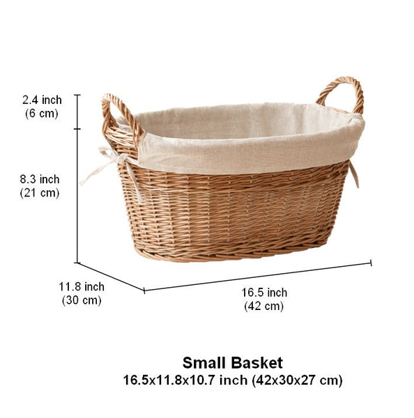 Large Kitchen Round Storage Baskets, Large Food Storage Basket with Handle, Natural Hand-woven Wicker Storage Basket for Clothes, Willow Weaving Baskets for Toys-LargePaintingArt.com