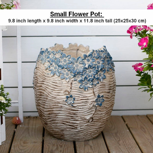 Modern Outdoor Garden Flower Pots, Extra Large Garden Flower Planters, Oversized Garden Flower Pot, Garden Ornaments, Large Resin Gardern Flower Planter-LargePaintingArt.com