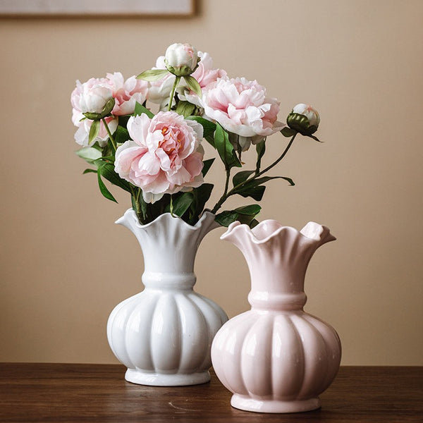 Ceramic Bud Vases, Small Flower Vases on Table, Handmade Water Holding Flower Vase, Rustic Porcelain Flower Vases-LargePaintingArt.com