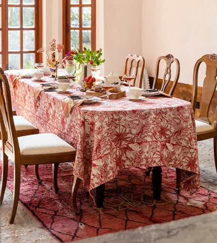 Modern Rectangle Tablecloth for Dining Room Table, Jungle Animals Leopard Parrot Pattern Tablecloth for Home Decoration, Large Square Tablecloth, Christmas Tablecloth-LargePaintingArt.com