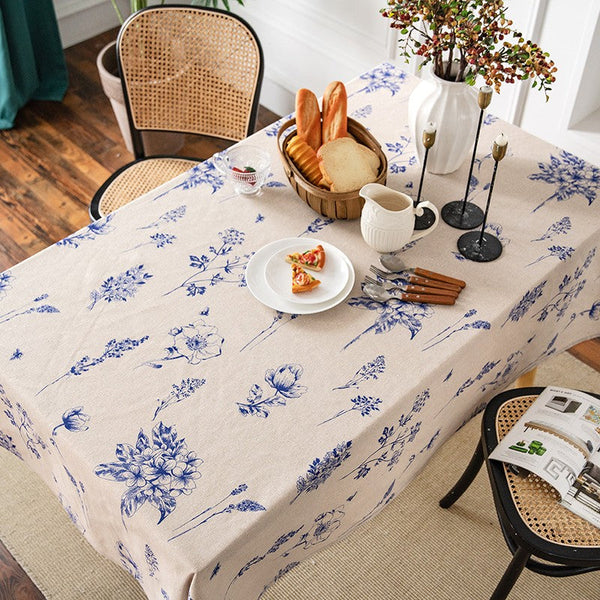 Dining Room Flower Table Cloths, Large Rectangular Table Covers for Kitchen, Farmhouse Table Cloth, Wedding Tablecloth, Square Tablecloth for Oval Table-LargePaintingArt.com