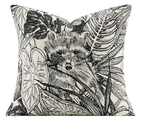 Animal Jungle Raccoon Decorative Throw Pillows for Bedroom, Large Throw Pillow for Interior Design, Contemporary Square Modern Throw Pillows for Couch-LargePaintingArt.com