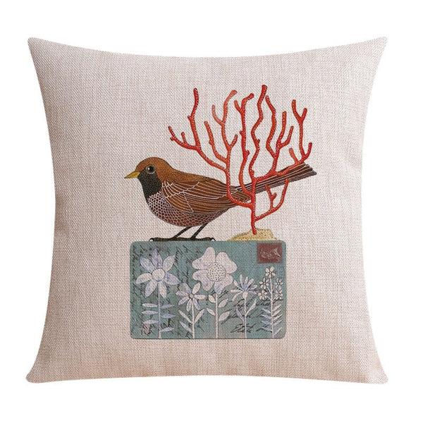 Simple Decorative Pillow Covers, Decorative Sofa Pillows for Living Room, Love Birds Throw Pillows for Couch, Singing Birds Decorative Throw Pillows-LargePaintingArt.com