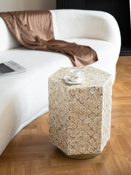 Portable Casual Side Table, Creative Coffee Table, Contemporary Small Sofa Side Table, Shell Small Side Table, Unique Small End Table-LargePaintingArt.com